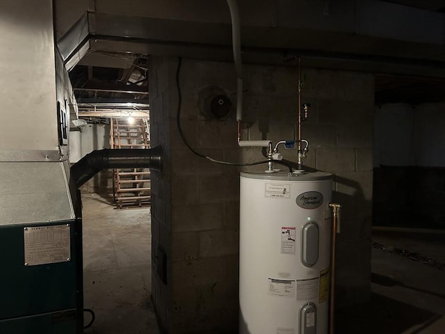 utility room featuring water heater