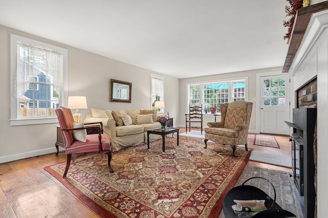 living room featuring light hardwood / wood-style floors