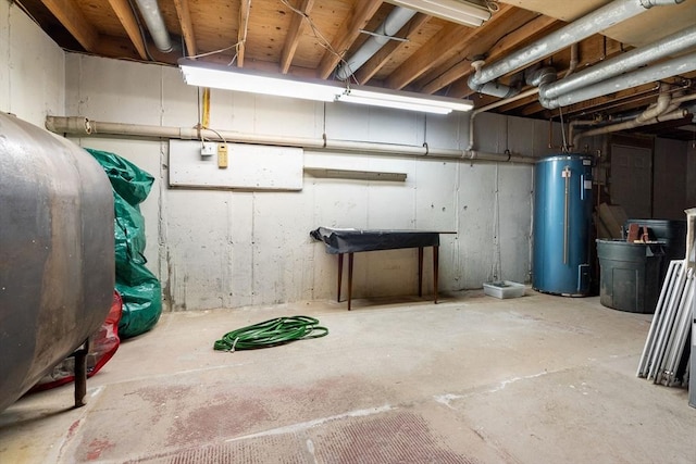 basement featuring water heater