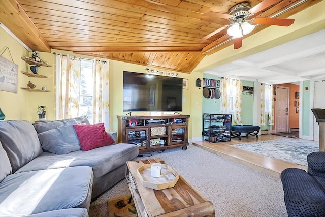 8 Scotia St, Salem, MA 01970 - living room with a ceiling fan, carpet flooring, beamed ceiling, and baseboards