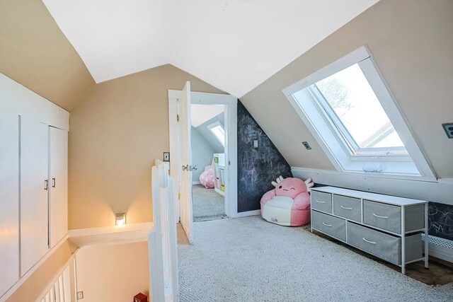 8 Scotia St, Salem, MA 01970 - additional living space featuring a skylight, lofted ceiling, and carpet