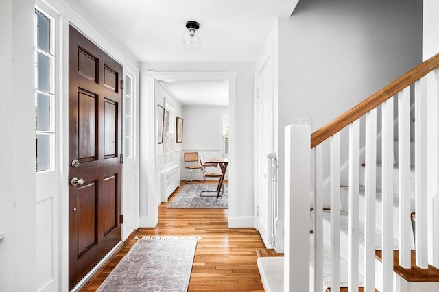 42 Pickwick Rd, Marblehead, MA 01945 - foyer with stairs and light wood-style flooring