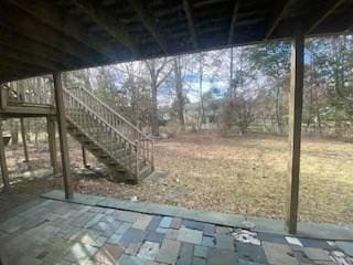 view of patio / terrace featuring stairway