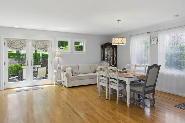 96 Sea Ave, Quincy, MA 02169 - dining space featuring healthy amount of natural light, light wood-style flooring, french doors, recessed lighting, and baseboards