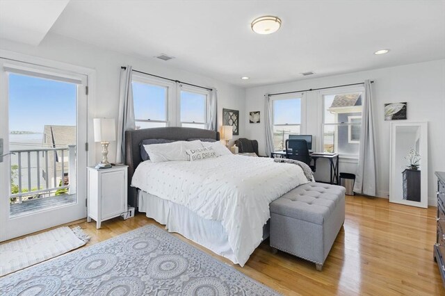 96 Sea Ave, Quincy, MA 02169 - bedroom with light wood-style floors, recessed lighting, and access to outside