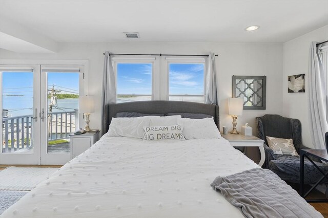 96 Sea Ave, Quincy, MA 02169 - bedroom featuring access to outside, wood finished floors, and recessed lighting