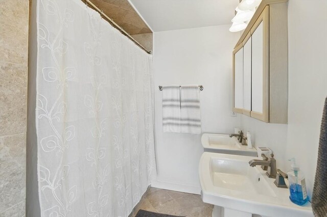 96 Sea Ave, Quincy, MA 02169 - bathroom featuring a sink and a shower with shower curtain