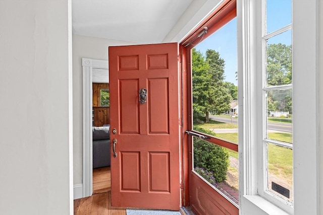 553 Center St, Hanover, MA 02339 - entryway with plenty of natural light and light wood-type flooring