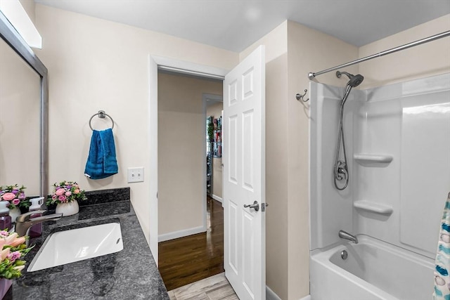 3 Bayberry Ln, Westfield, MA 01085 - full bath featuring baseboards, wood finished floors, shower / bathtub combination with curtain, and vanity