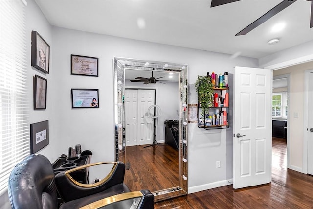 3 Bayberry Ln, Westfield, MA 01085 - office area featuring ceiling fan, wood finished floors, and baseboards