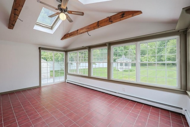 649 S Main St, Raynham, MA 02767 - unfurnished sunroom with a skylight, a baseboard heating unit, and plenty of natural light