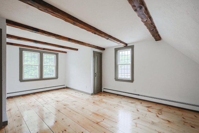 649 S Main St, Raynham, MA 02767 - bonus room with baseboard heating, beam ceiling, and light wood-style floors