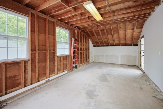 649 S Main St, Raynham, MA 02767 - miscellaneous room with concrete flooring and lofted ceiling