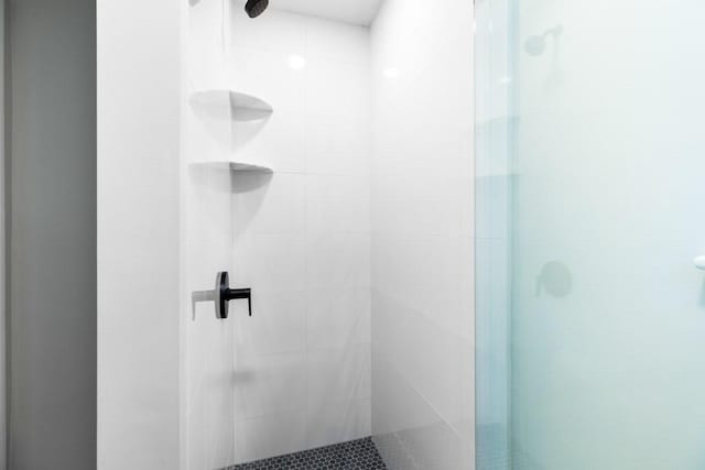 bathroom with a shower stall