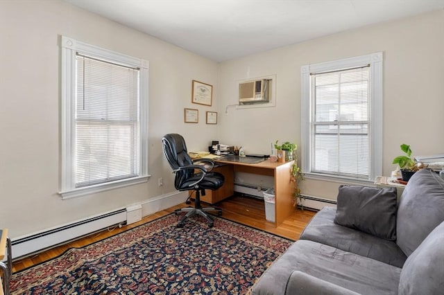 113 Belmont St, Belmont, MA 02478 - office space featuring wood finished floors, baseboard heating, and an AC wall unit
