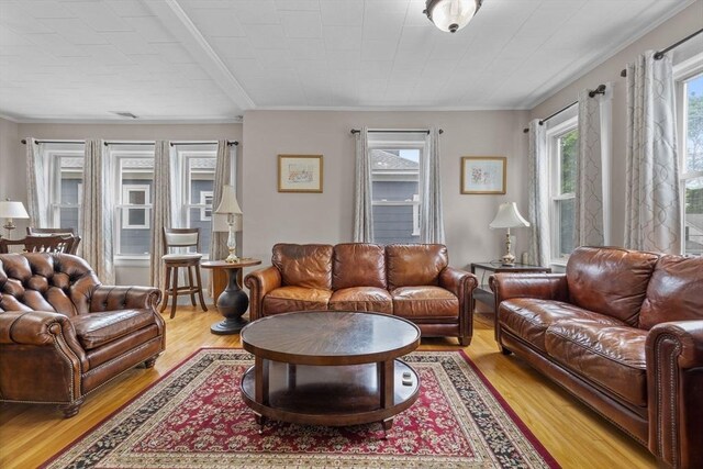 24-26 Lincoln St, North Andover, MA 01845 - living room with light wood finished floors and ornamental molding
