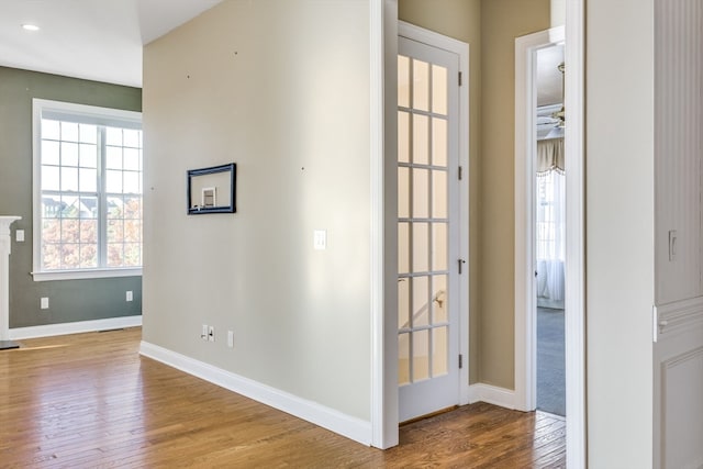 hall featuring light wood-type flooring