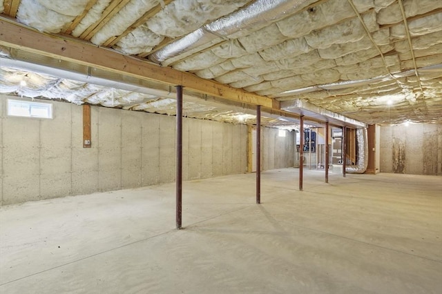 view of unfinished basement
