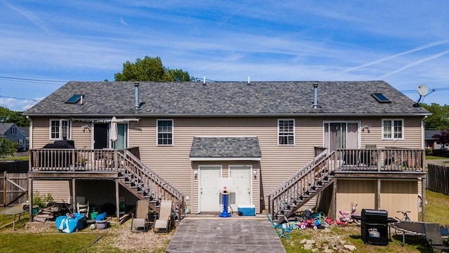 1249-1251 Rockdale Ave, New Bedford, MA 02740 - rear view of house featuring stairs, a deck, and roof with shingles