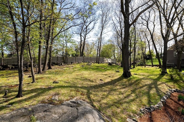 view of yard featuring fence