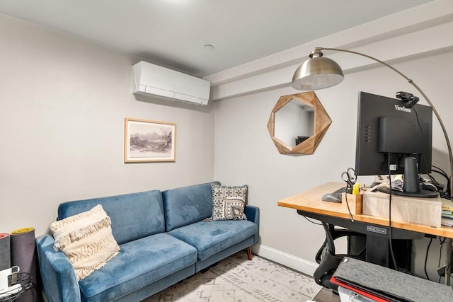 23 Dix St Unit 1, Boston, MA 02122 - home office with an AC wall unit, baseboards, and wood finished floors