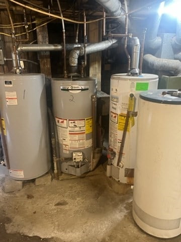 utility room with gas water heater