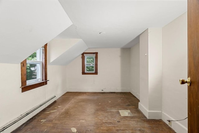 19-21 Pleasant St, North Andover, MA 01845 - bonus room featuring baseboard heating, hardwood / wood-style floors, vaulted ceiling, and baseboards