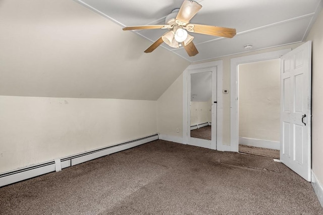 19-21 Pleasant St, North Andover, MA 01845 - additional living space featuring carpet floors, baseboard heating, vaulted ceiling, ceiling fan, and baseboards