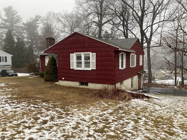 view of snow covered exterior