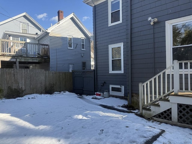 view of snow covered property