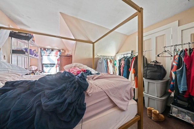 bedroom with vaulted ceiling