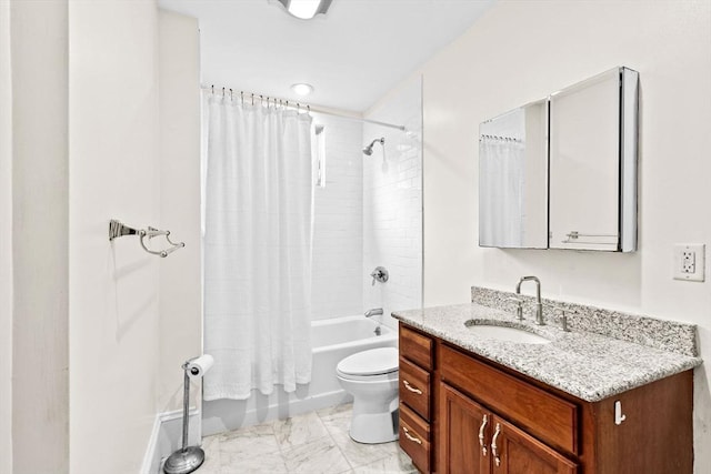 41 Cushing Ave Unit 1, Boston, MA 02125 - bathroom with vanity, shower / bath combo with shower curtain, and marble look tiles