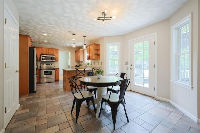 32 Lowe Meadow Ln, North Attleboro, MA 02760 - dining space featuring baseboards, recessed lighting, and a chandelier