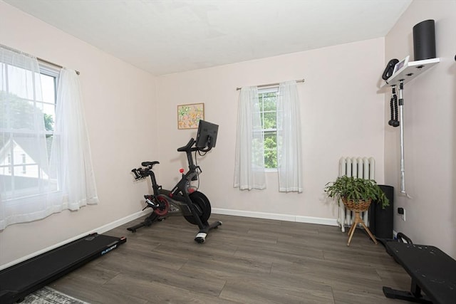 3 Worcester, Clinton, MA 01510 - exercise area with wood finished floors, baseboards, and radiator