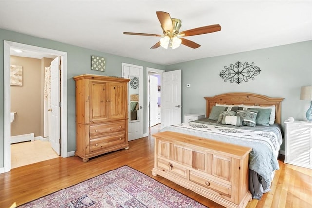 167 Montaup Ave, Dracut, MA 01826 - bedroom with light wood-type flooring, ceiling fan, and baseboards