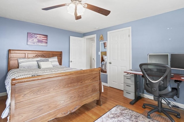 167 Montaup Ave, Dracut, MA 01826 - bedroom with wood finished floors, ceiling fan, a desk, and baseboards