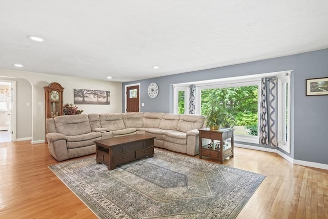 167 Montaup Ave, Dracut, MA 01826 - living room with light wood-type flooring, plenty of natural light, baseboards, and recessed lighting