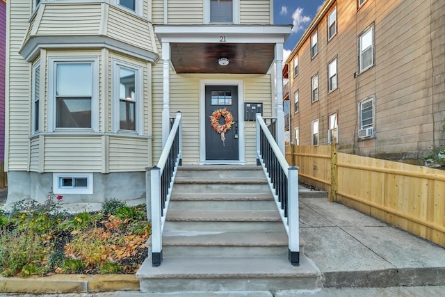 entrance to property with cooling unit