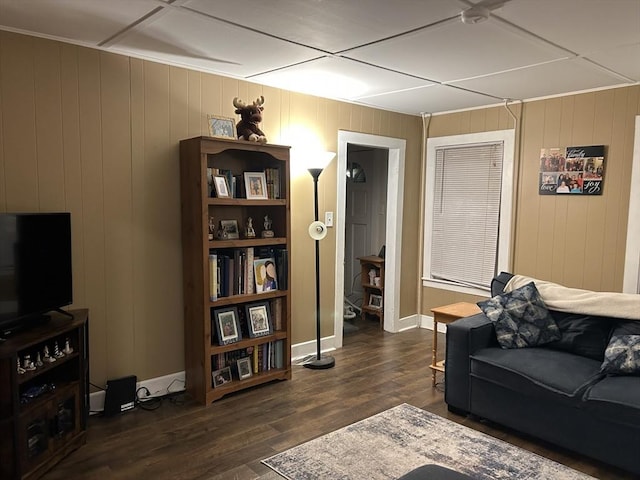 living area featuring dark wood finished floors