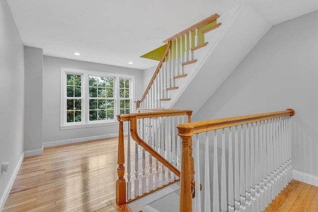 52 Sylvan Dr, Stow, MA 01775 - stairway featuring wood-type flooring and recessed lighting
