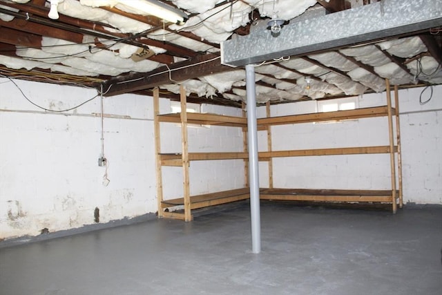 view of unfinished basement