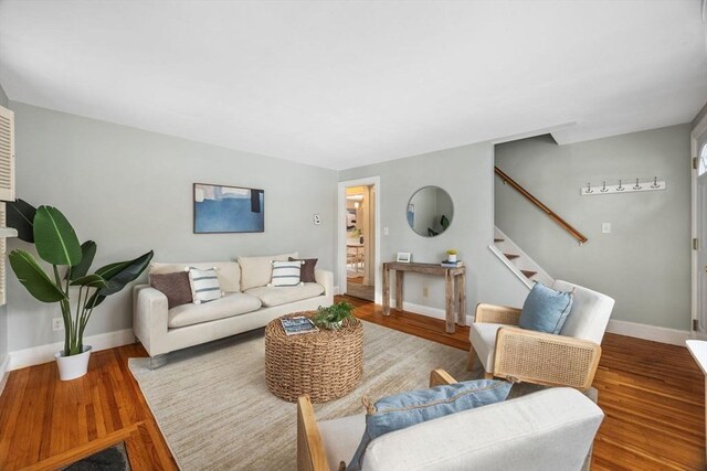 living room with wood-type flooring
