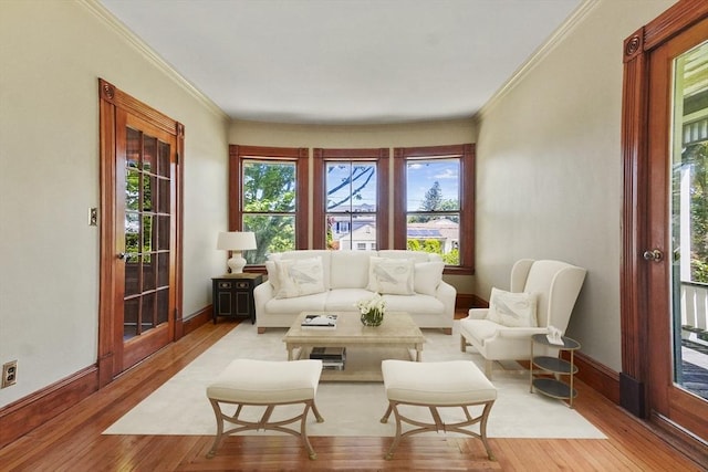 47 Stetson, Haverhill, MA 01835 - living room with wood-type flooring, baseboards, and ornamental molding