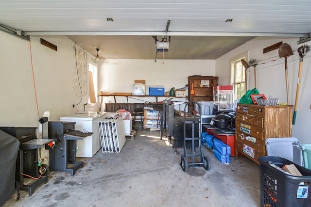 garage with a garage door opener