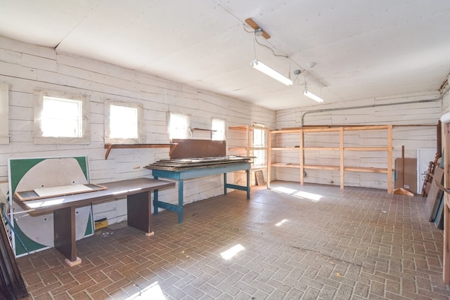 interior space with wood walls