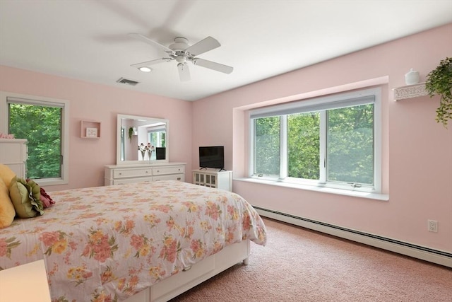 28 Elm St, Berkley, MA 02779 - bedroom with a baseboard radiator, carpet floors, and ceiling fan