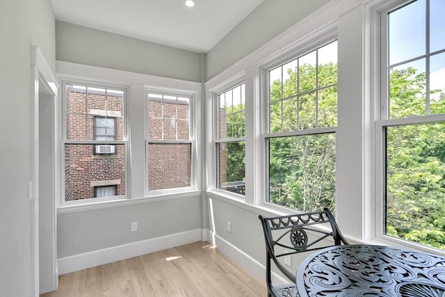 137 Freeman St Unit 3A, Brookline, MA 02446 - sunroom with baseboards, wood finished floors, and recessed lighting