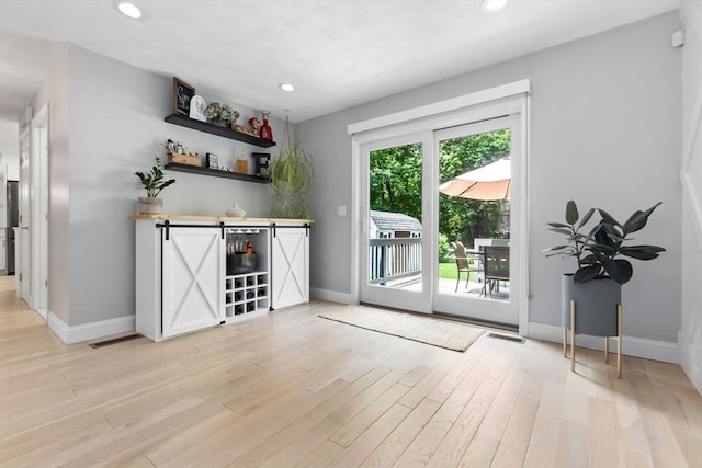 27 Harnden Rd, Billerica, MA 01821 - indoor dry bar featuring baseboards, light wood-style floors, and recessed lighting