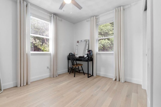 27 Harnden Rd, Billerica, MA 01821 - office area with wood finished floors, a ceiling fan, and baseboards
