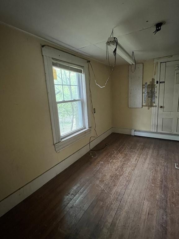 7 Little River St, Haverhill, MA 01832 - empty room featuring wood-type flooring, baseboards, and a baseboard radiator